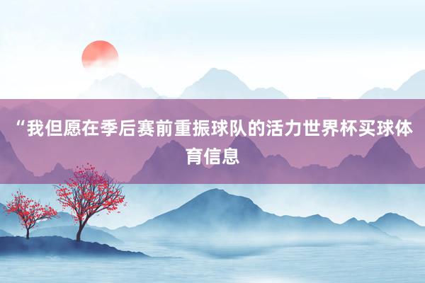 “我但愿在季后赛前重振球队的活力世界杯买球体育信息
