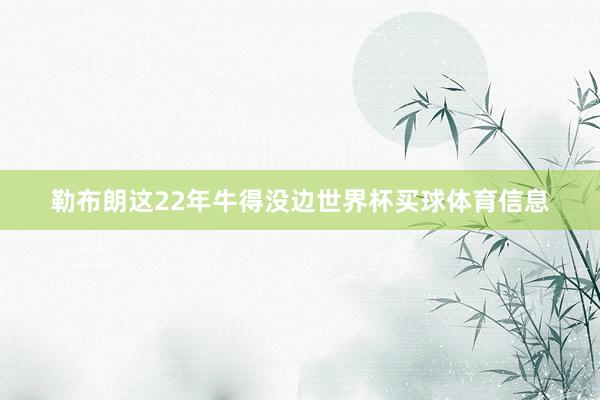 勒布朗这22年牛得没边世界杯买球体育信息
